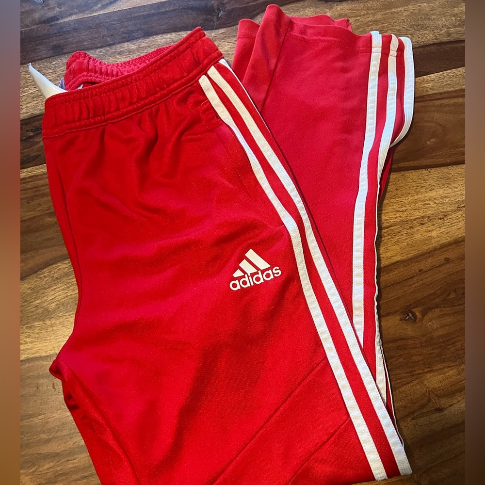 Adidas Boys size Large Tricot Joggers red